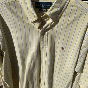 Ralph Lauren Men's Shirt in Yellow with Blue Stripes